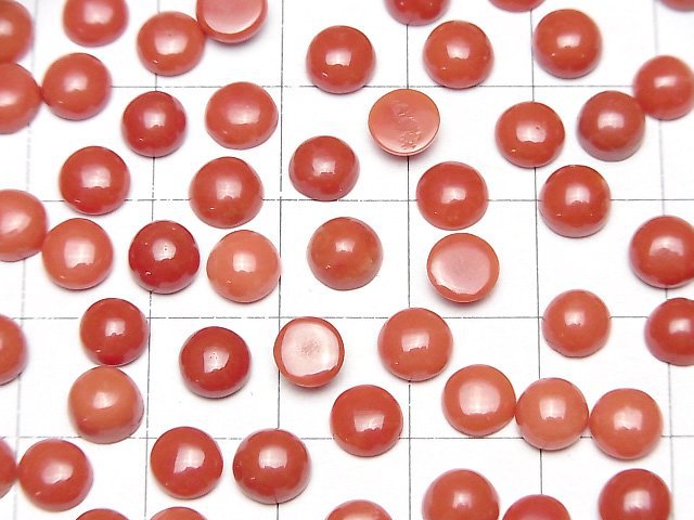 Sardischer Koralle, Rote Koralle Runde Cabochon 6x6mm 1 Stück