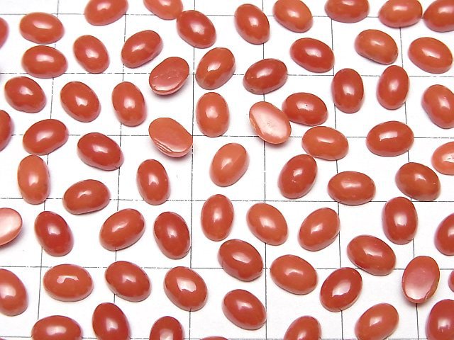 Sardischer Koralle, Rote Koralle Oval Cabochon 7x5mm 1 Stück