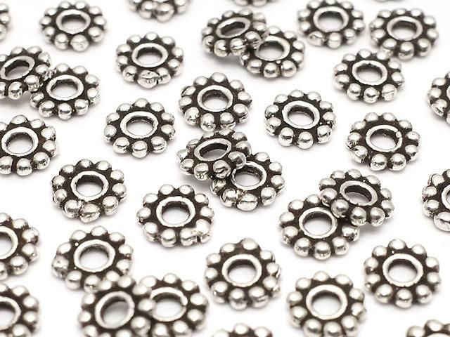 925純銀小雛菊隔珠 5.5x5.5x1mm 硫化款 2顆