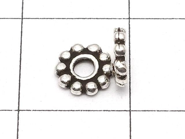 Silver 925 Rondelle Daisy 5.5 x 5.5 x 1 mm Oxidized Finish 5pcs