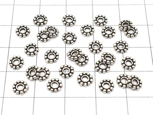 925純銀小雛菊隔珠 5.5x5.5x1mm 硫化款 2顆
