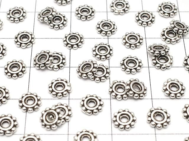 Silver 925 Rondelle Daisy 6x6x1mm Oxidized Finish 5pcs