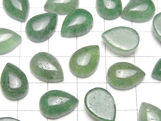 Grüner Aventurin AAA- Birnenform Cabochon 14x10mm 2 Stück