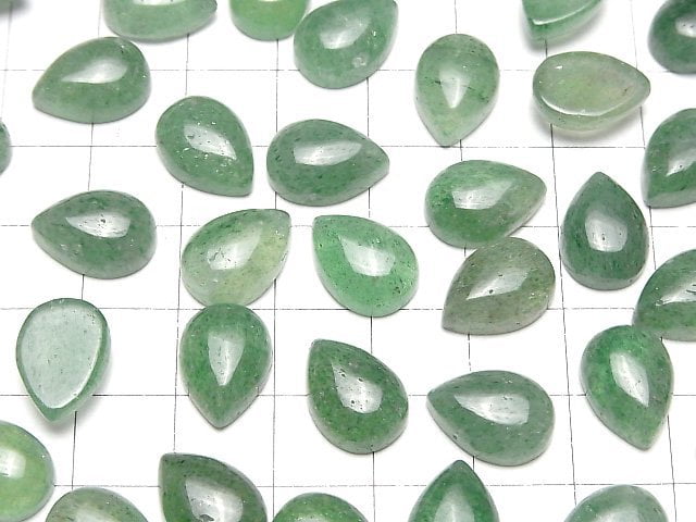 Grüner Aventurin AAA- Birnenform Cabochon 14x10mm 2 Stück