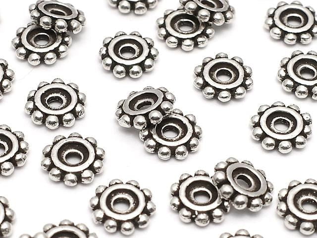Silver 925 Rondelle Daisy 7x7x1.5mm Oxidized Finish 5pcs