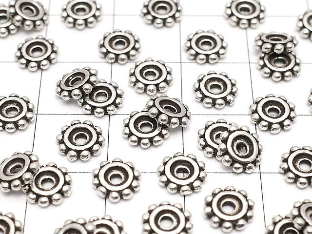 925純銀雛菊隔珠 7x7x1.5mm 硫化處理 1個