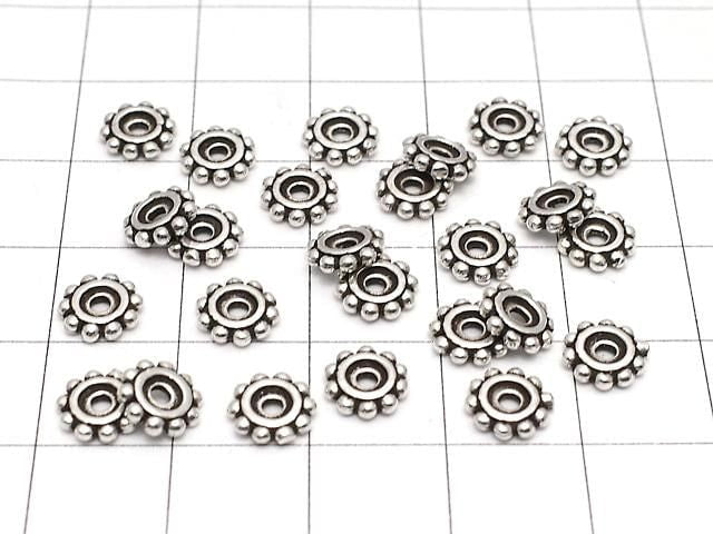 Silver 925 Rondelle Daisy 7x7x1.5mm Oxidized Finish 5pcs
