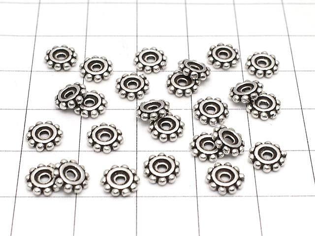 925純銀雛菊隔珠 7x7x1.5mm 硫化處理 1個