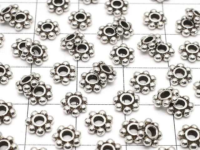 Silver 925 Rondelle Daisy 6x6x2mm Oxidized Finish 3pcs