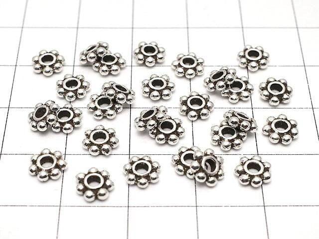 Silver 925 Rondelle Daisy 6x6x2mm Oxidized Finish 3pcs