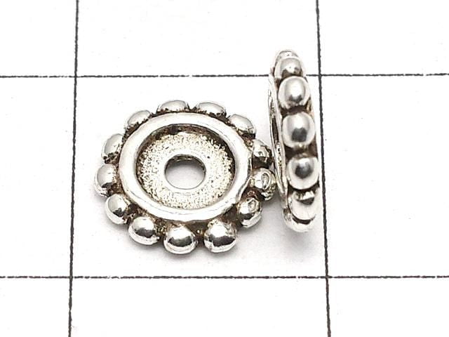 Silver 925 Rondelle Daisy 7.5 x 7.5 x 1.5 mm Oxidized Finish 2pcs