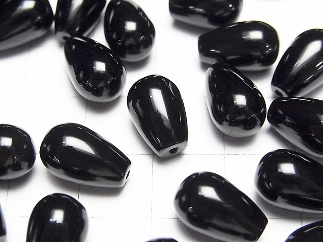 縞瑪瑙半孔水滴形串珠(光滑)12x8mm 3顆