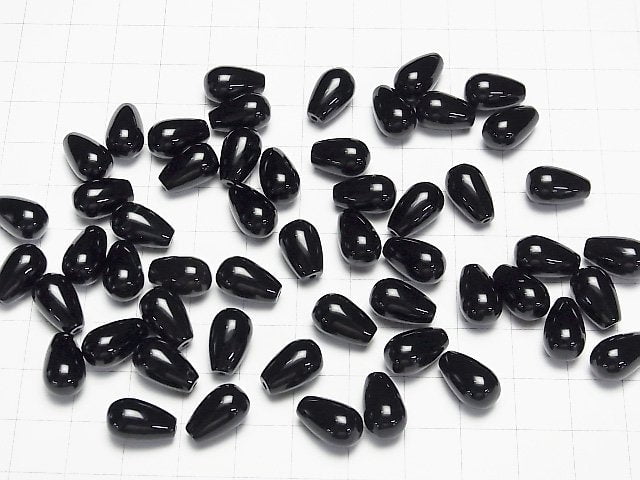 Onyx Halb Durchbohrter Tropfen (Glatt) 12x8mm 3 Stück