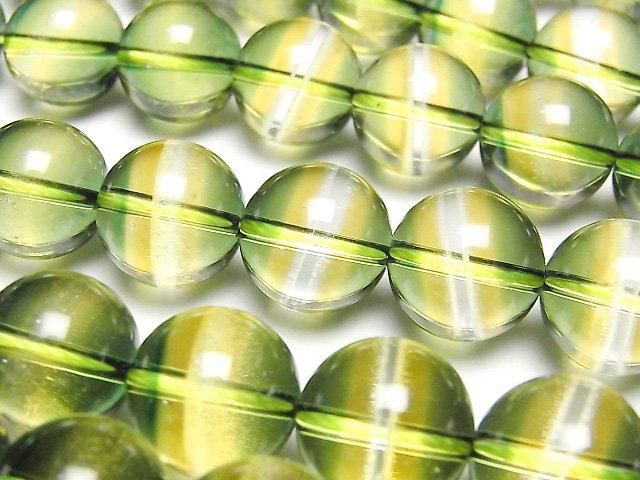 綠黃色石英圓珠 14mm 1/4或1串珠(約15英吋/36公分)