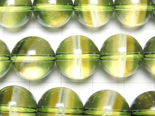 綠黃色石英圓珠 14mm 1/4或1串珠(約15英吋/36公分)