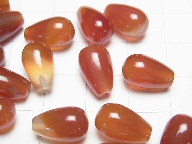 紅玉髓 AAA - 半孔水滴形(平滑)12x8公釐 3顆