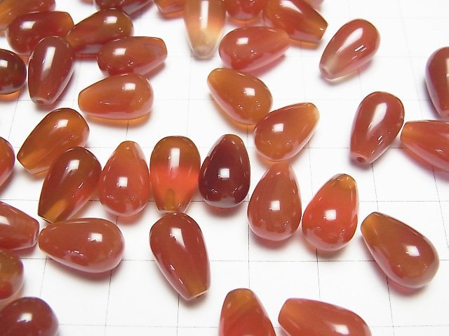 Karnelian AAA- Halb Durchbohrter Tropfen (Glatt) 12x8mm 3 Stück