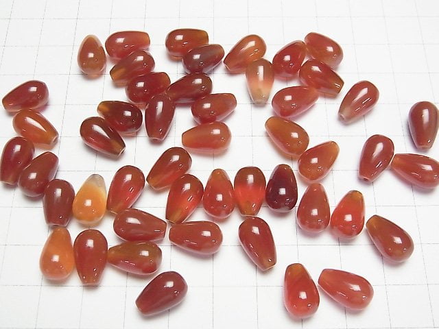 Karnelian AAA- Halb Durchbohrter Tropfen (Glatt) 12x8mm 3 Stück