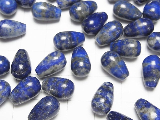 Lapislazuli AA Halb Durchbohrter Tropfen (Glatt) 12x8mm 3 Stück