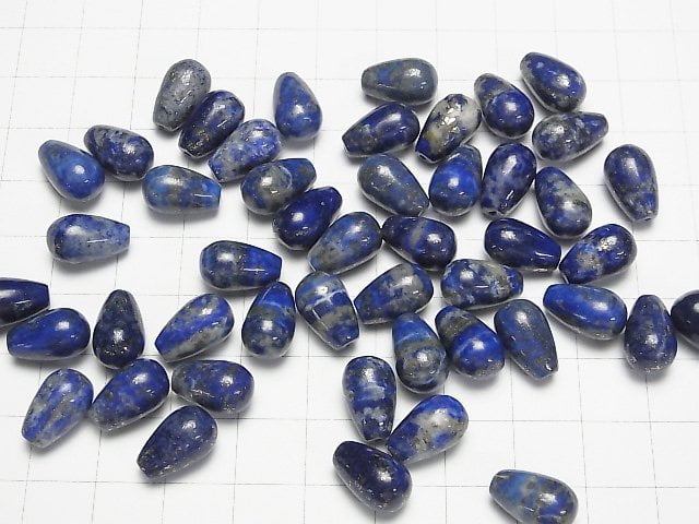 Lapislazuli AA Halb Durchbohrter Tropfen (Glatt) 12x8mm 3 Stück