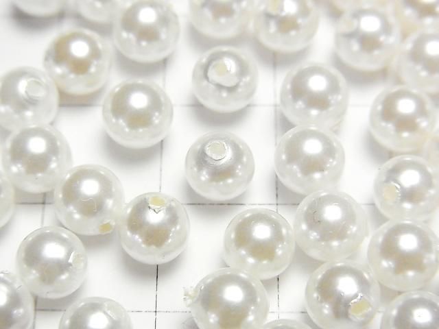 Shell Pearl White Half Drilled Hole Round 6mm 20pcs
