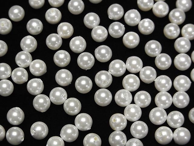 Shell Pearl White Half Drilled Hole Round 6mm 20pcs