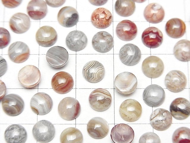 Laguna Lace Achat Rund Cabochon 6x6mm 10 Stück