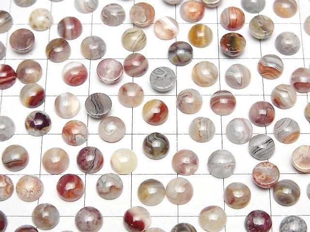 Laguna Lace Achat Rund Cabochon 6x6mm 10 Stück