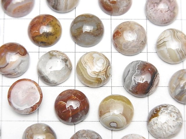 Laguna Lace Achat Rund Cabochon 10x10mm 3 Stück