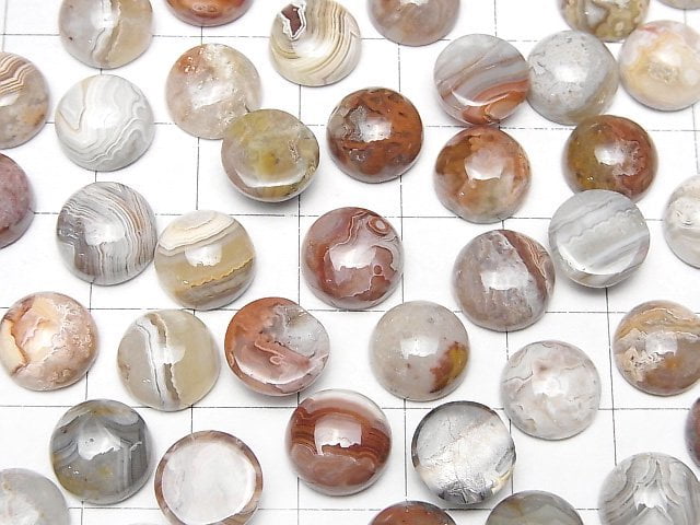 Laguna Lace Achat Rund Cabochon 10x10mm 3 Stück