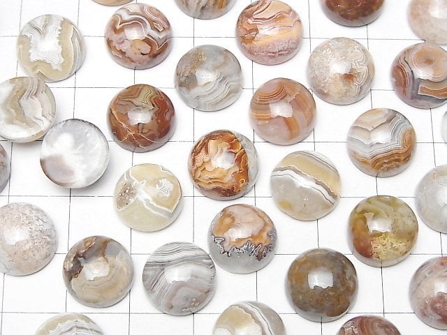 Laguna Lace Achat Rund Cabochon 12x12mm 2 Stück