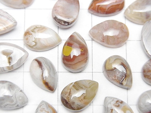 拉古納花邊瑪瑙梨形素面凸圓形 12x8mm 3顆
