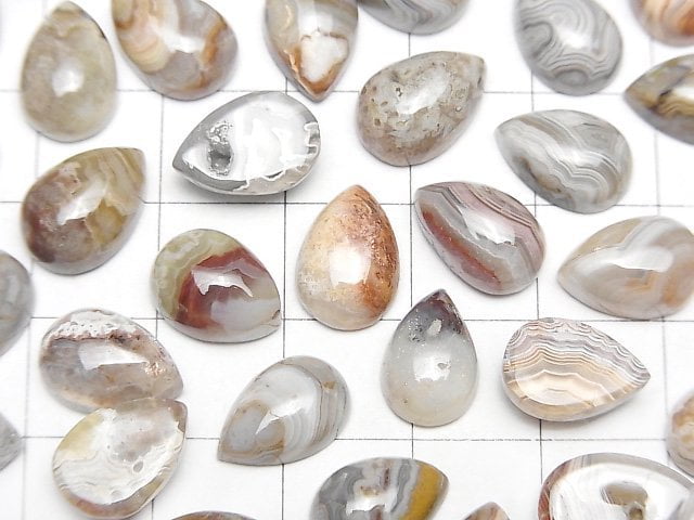 Laguna Lace Achat Birnenform Cabochon 12x8mm 3 Stück
