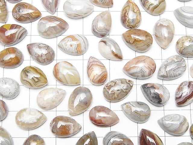 Laguna Lace Achat Birnenform Cabochon 12x8mm 3 Stück