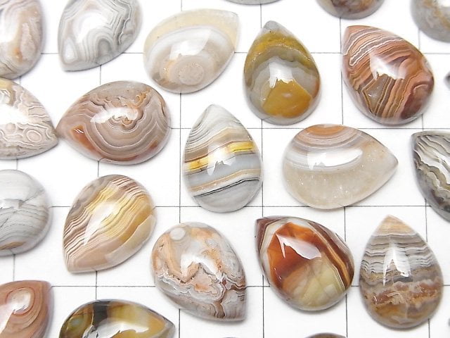 Laguna Lace Achat Birnenform Cabochon 14x10mm 2 Stück