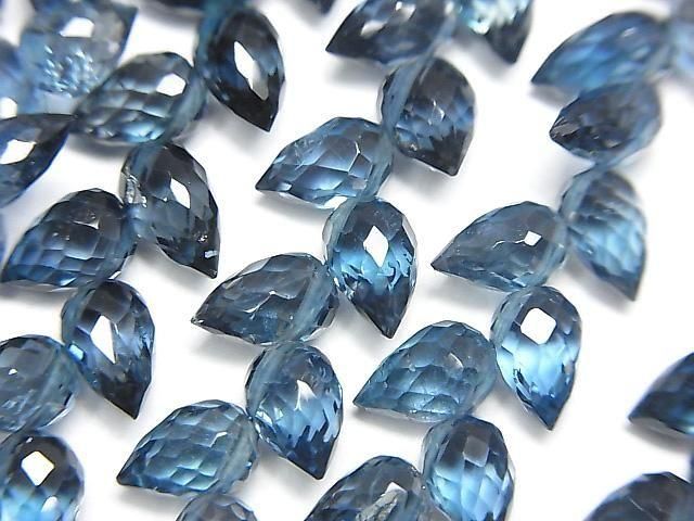 高品質倫敦藍拓帕石 AAA 刻面水滴半串珠 1 串(約 4 英寸/11 公分)