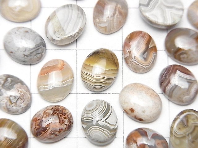 拉古納花邊瑪瑙 橢圓形素面蛋面 10x8mm 3顆