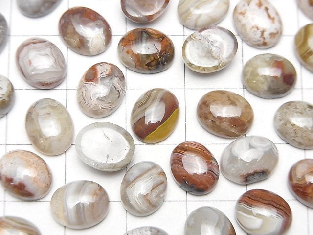 Laguna Lace Achat Oval Cabochon 10x8mm 3Stück