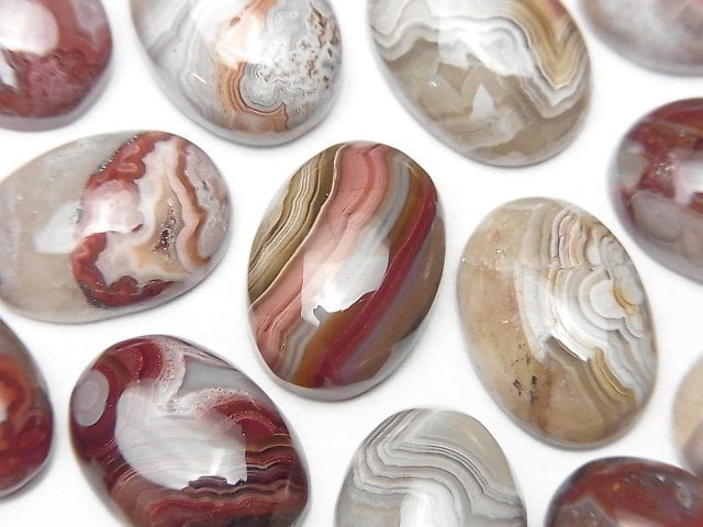 墨西哥蕾絲瑪瑙橢圓形素面蛋面 18x13mm 2顆