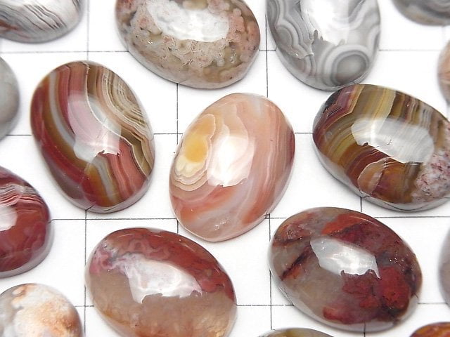 墨西哥蕾絲瑪瑙橢圓形素面蛋面 18x13mm 2顆