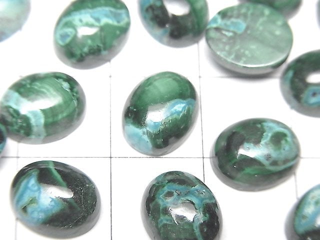藍銅礦孔雀石橢圓形素面蛋面 10x8公釐 2顆