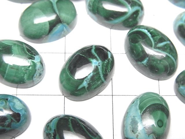 矽孔雀石孔雀石橢圓形素面蛋面 14x10mm 2顆