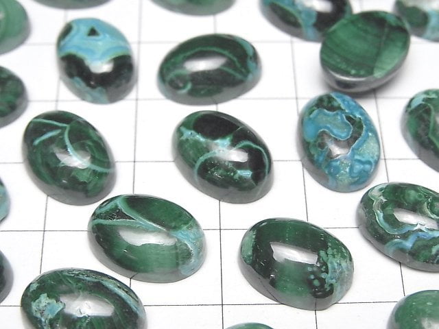 Chrysokoll Malachit Oval Cabochon 14x10mm 2Stück