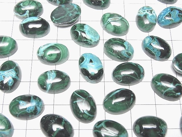 Chrysokoll Malachit Oval Cabochon 14x10mm 2Stück