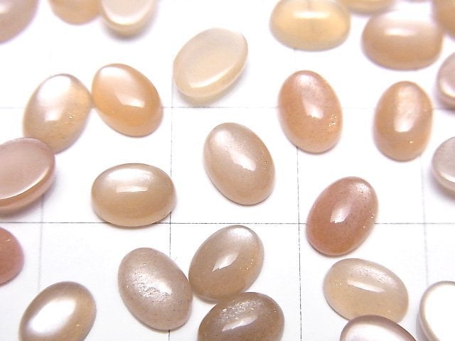 蜜桃月光石 AAA 橢圓蛋面 7x5mm 10顆