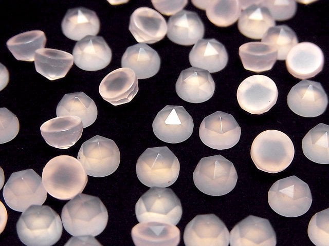Rosa Chalcedon AAA Runde Cabochon Rosen-Schliff 6x6mm 5Stück