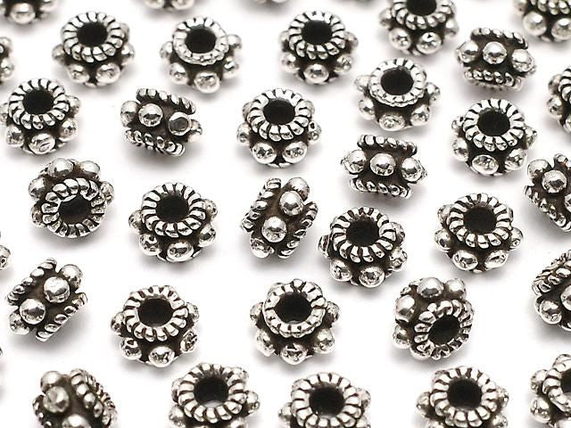 925 純銀小雛菊隔珠 5x5x3mm 氧化處理 2顆