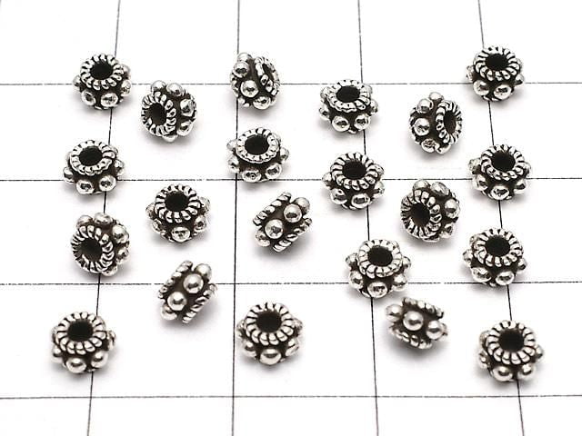 Silver 925 Rondelle Daisy 5x5x3mm Oxidized Finish 3pcs
