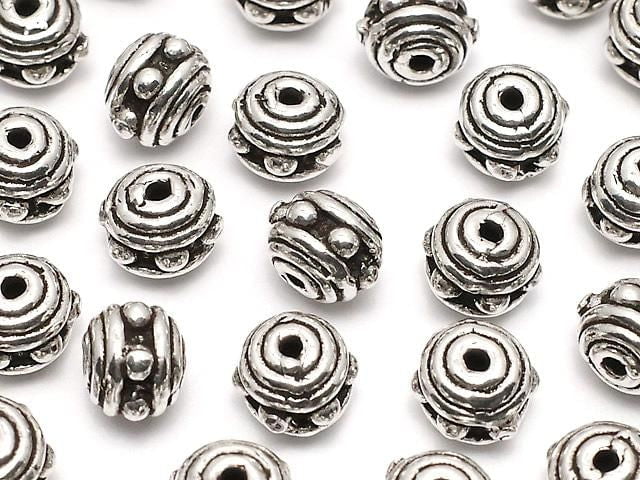 Silver925 Rondelle 7.5x7.5x5mm Oxidized Finish 1pc