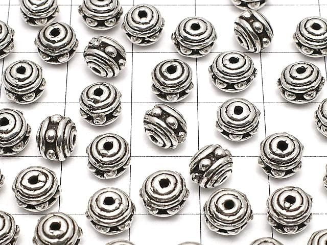 Silver925 Rondelle 7.5x7.5x5mm Oxidized Finish 1pc